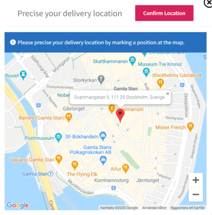 Pick delivery location from map