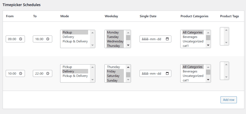 Set detailed schedules for when to opne for pickup or when to make deliveries